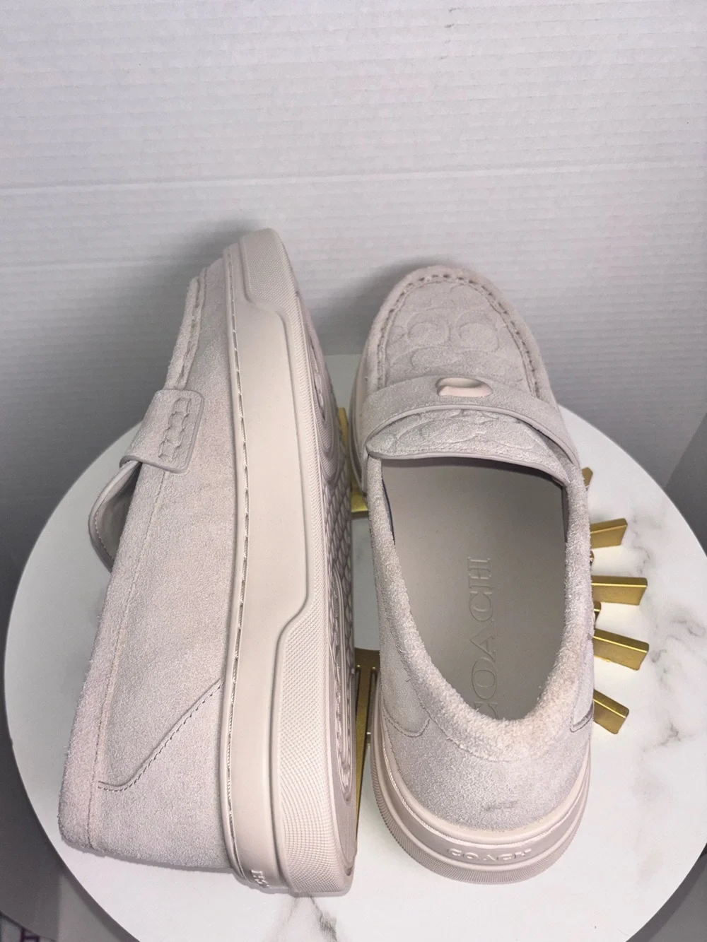 Coach Tan Suede Signature Slip-On Loafers NEW 8.5